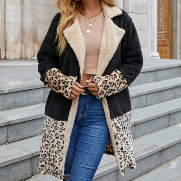 Leopard Colorblock Coat - Picture 4 of 9